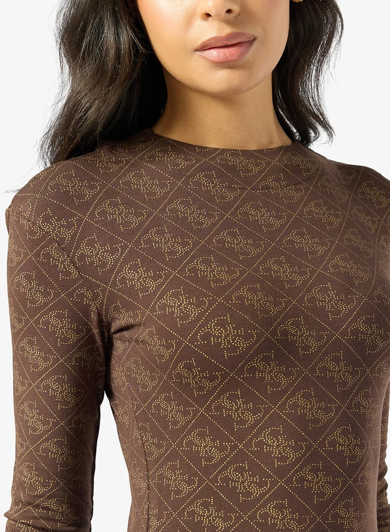 GUESS Teodora Logo Long Sleeve Bodyuit Top